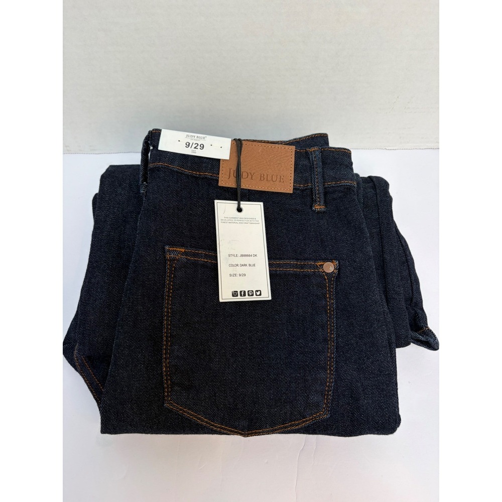 Judy Blue NWT Hi-Rise Front Seam Wide Leg Jeans Size 9/29 Style #88664 Dark Wash